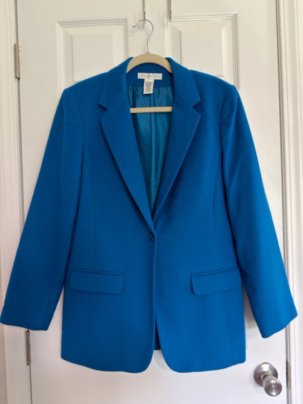 Vintage Pursuits Ltd Blue Wool & Lambswool Blend Blazer Jacket Women's Size 10